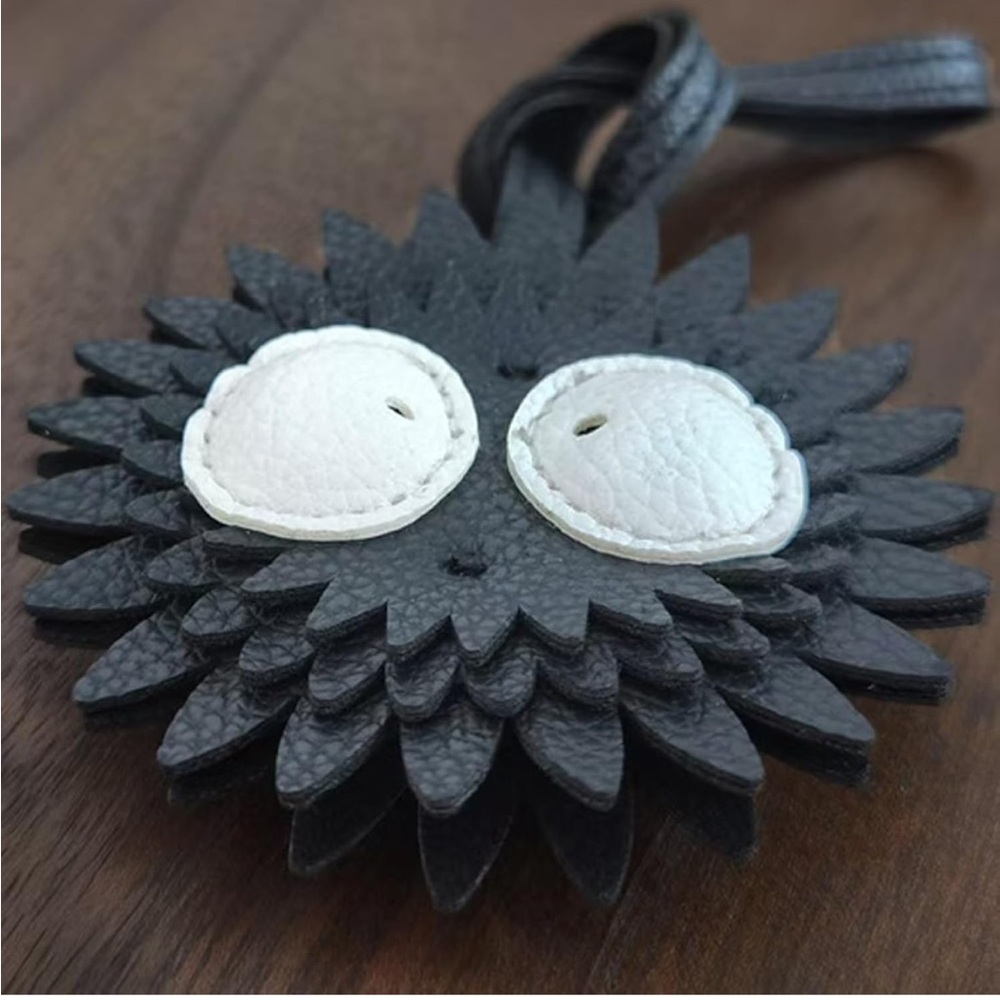 NEW Bag Charm Soot Sprite Dust Bunny Black Leather Keychain Eyes Spirited Away - Picture 11 of 13